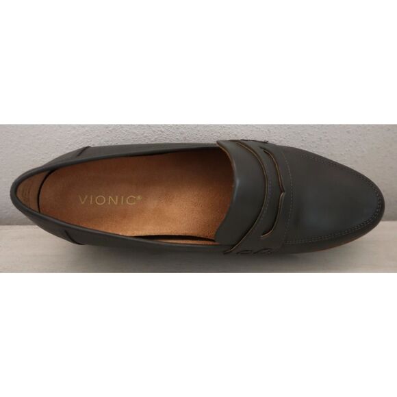 Vionic Women's Sz 10M Dark Khaki Green Leather Cheryl II Slip-On Loafers - Picture 7 of 12